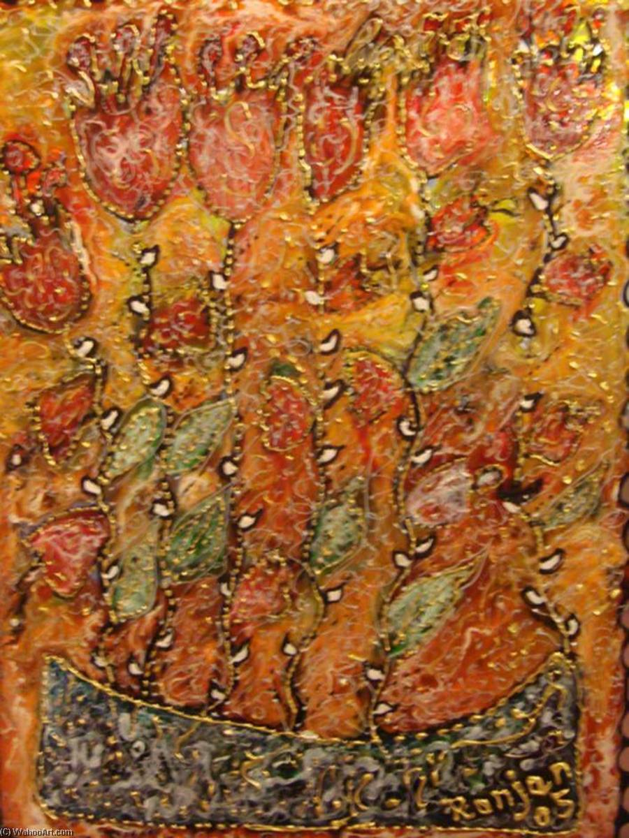 WikiOO.org - Encyclopedia of Fine Arts - Lukisan, Artwork Ranjan Chowdhary - Flowers in Abstract 1