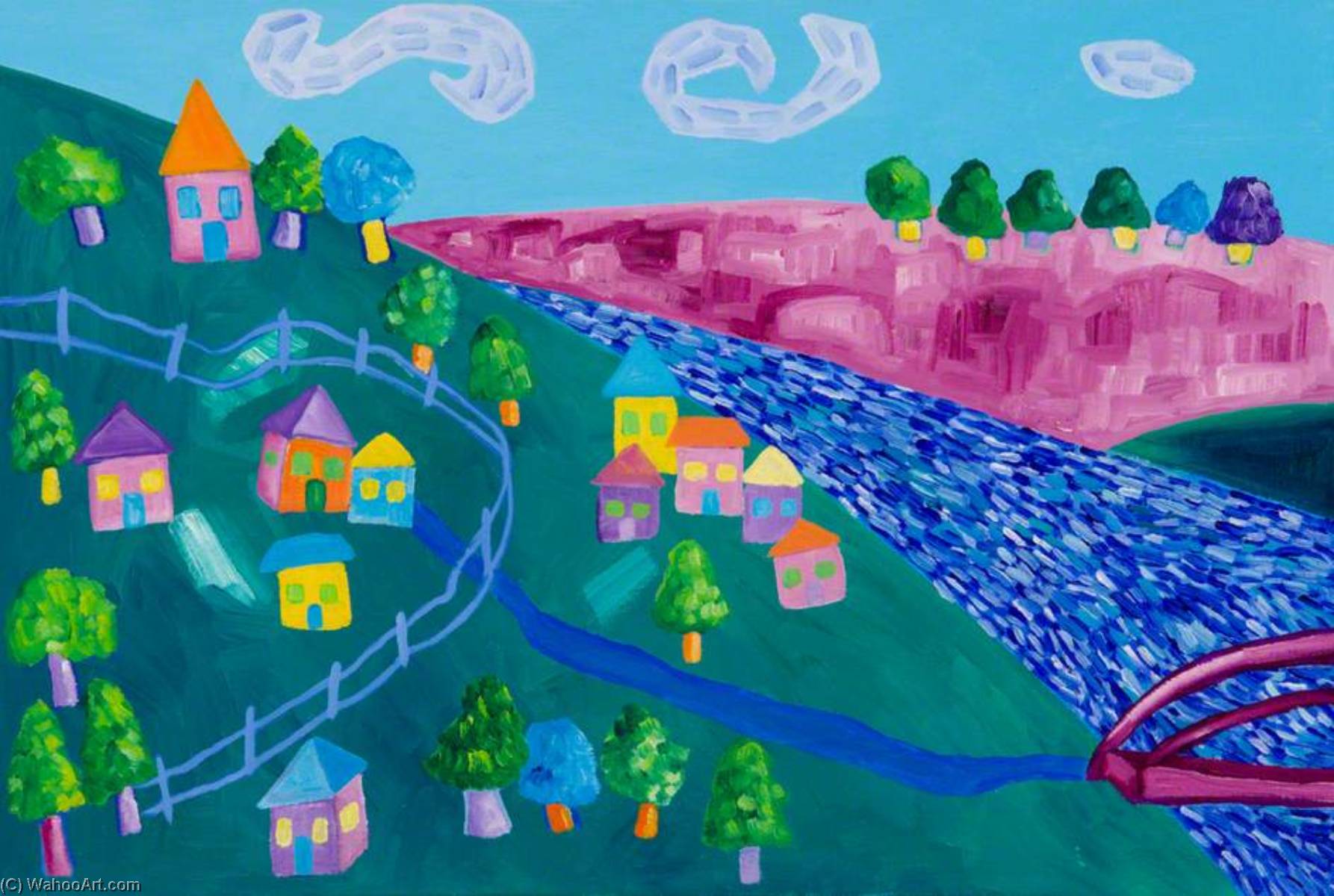 Wikioo.org - The Encyclopedia of Fine Arts - Painting, Artwork by Wendy Mcarthur - Pink River Valley (triptych, right panel)
