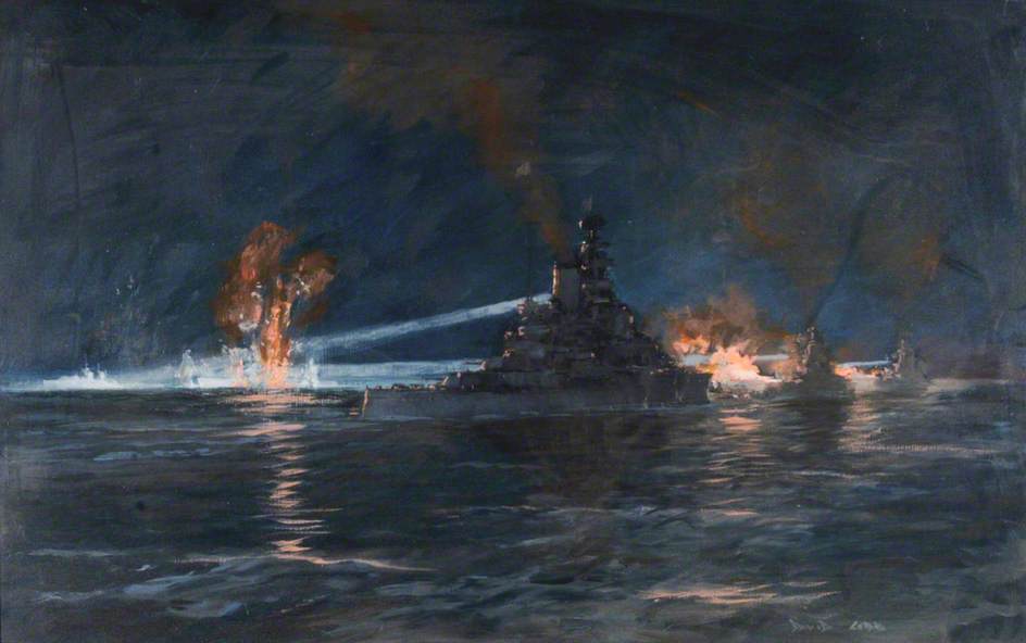 Wikioo.org - The Encyclopedia of Fine Arts - Painting, Artwork by Charles David Cobb - The Battle of Cape Matapan, 29 March 1941