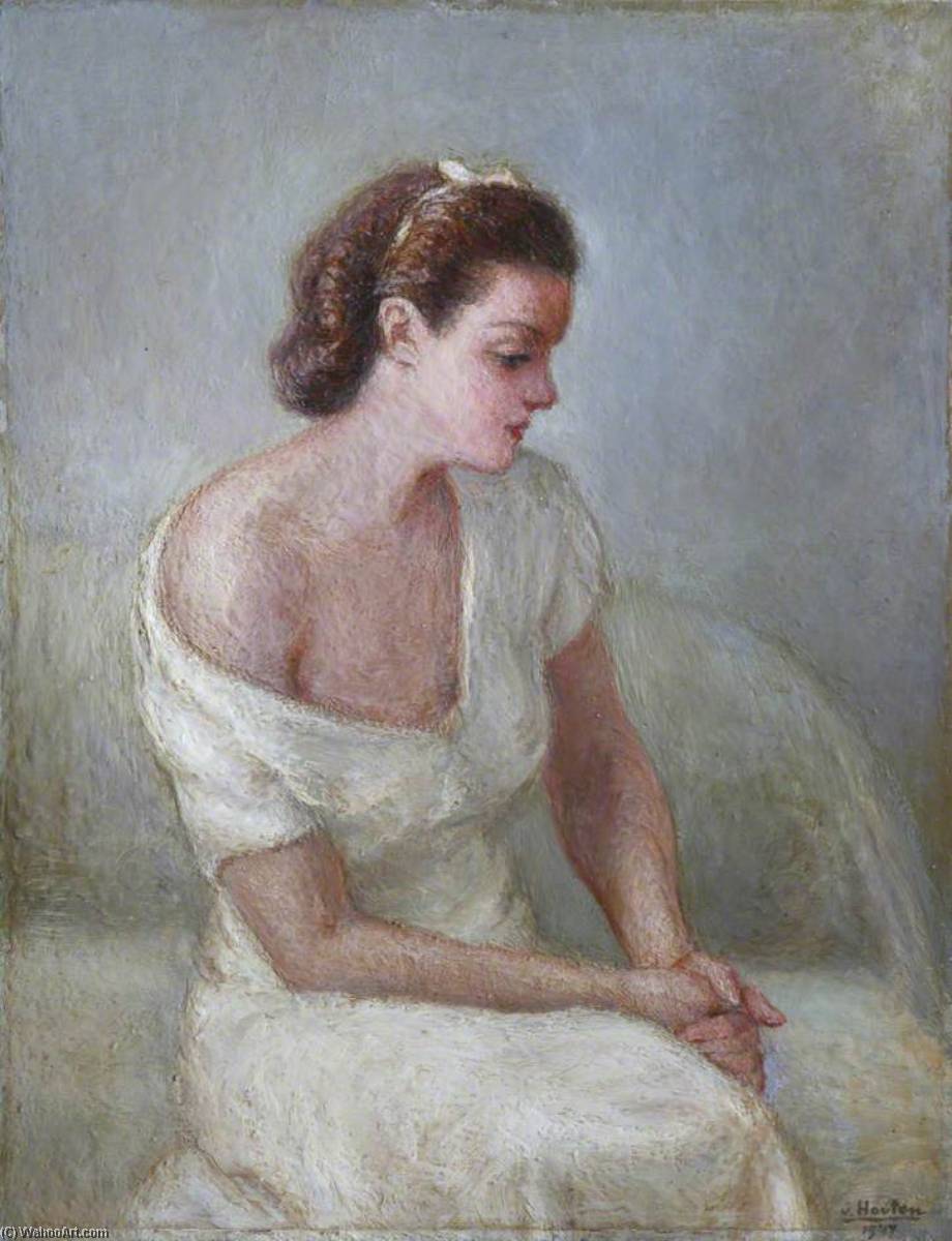 Wikioo.org - The Encyclopedia of Fine Arts - Painting, Artwork by Georges Van Houten - Seated Lady in a White Dress