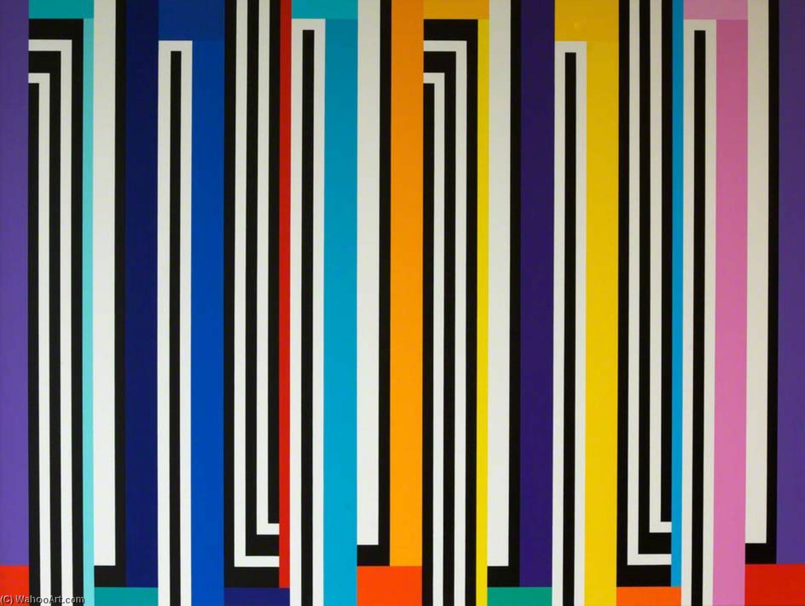 Wikioo.org - The Encyclopedia of Fine Arts - Painting, Artwork by Mick Maslen - Summer Stripes No.2 (diptych, panel 1 of 2)