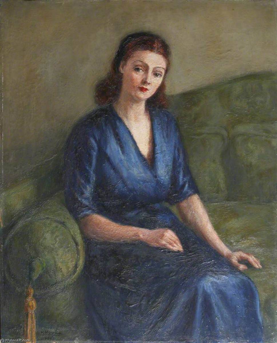 Wikioo.org - The Encyclopedia of Fine Arts - Painting, Artwork by Georges Van Houten - Seated Lady in Navy Blue