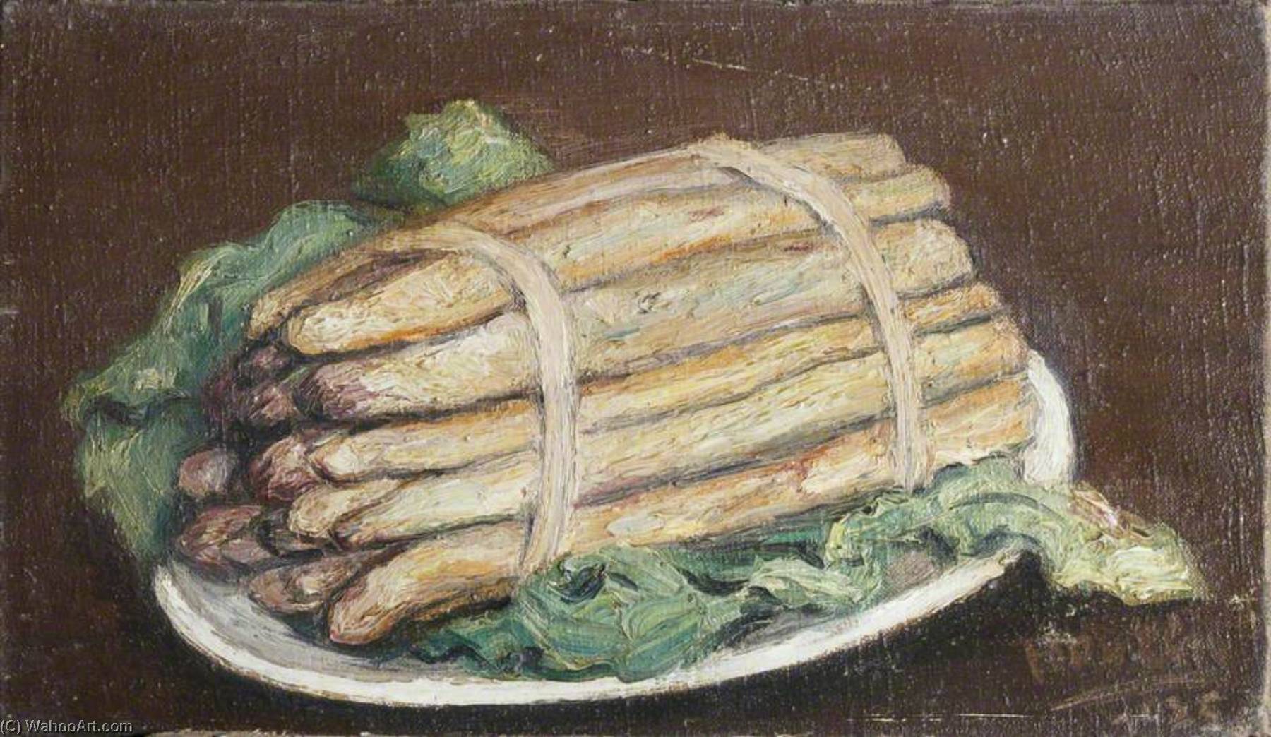 Wikioo.org - The Encyclopedia of Fine Arts - Painting, Artwork by Georges Van Houten - Still Life with Asparagus on a Plate