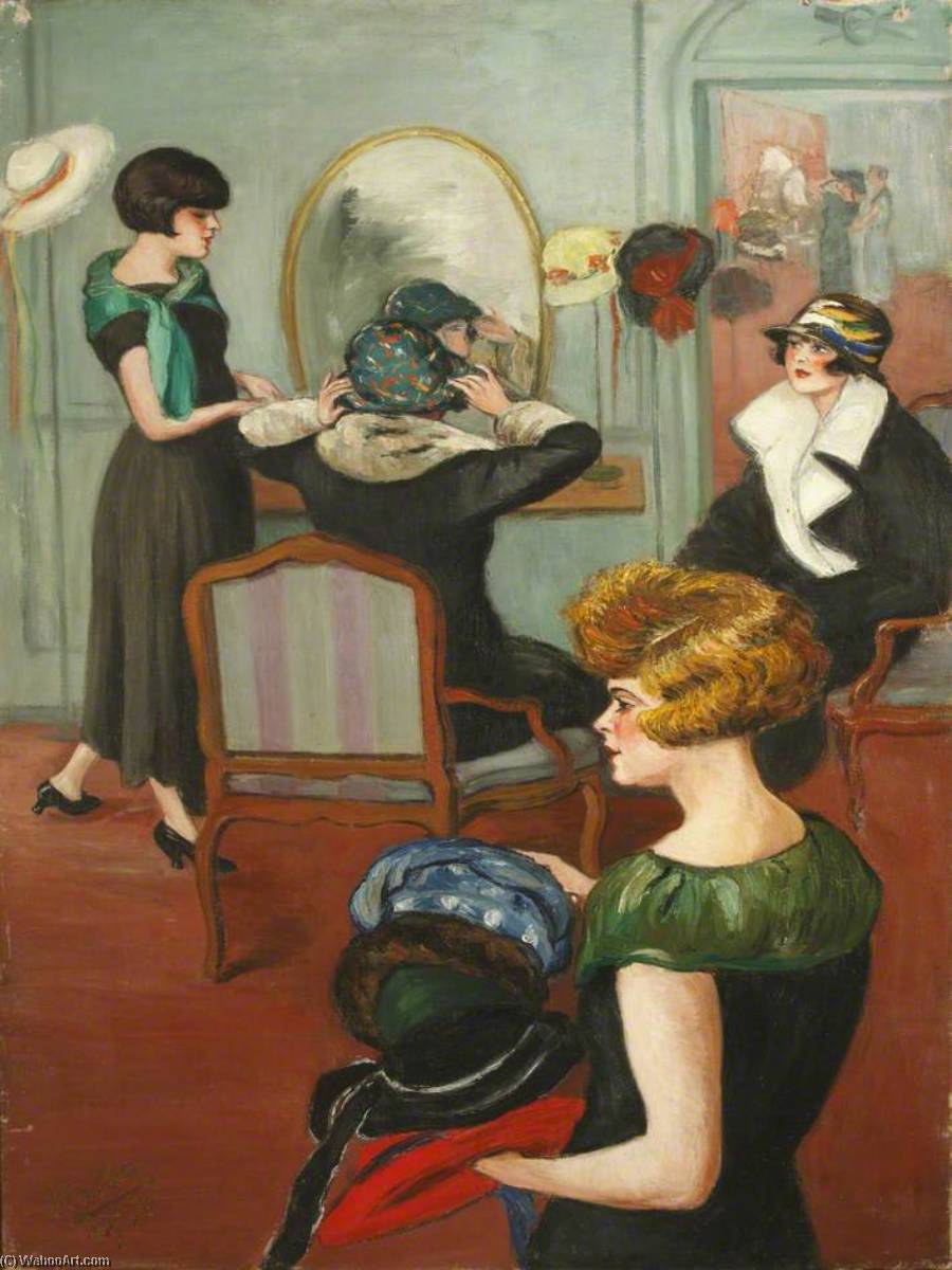 Wikioo.org - The Encyclopedia of Fine Arts - Painting, Artwork by Georges Van Houten - Women Trying on Hats