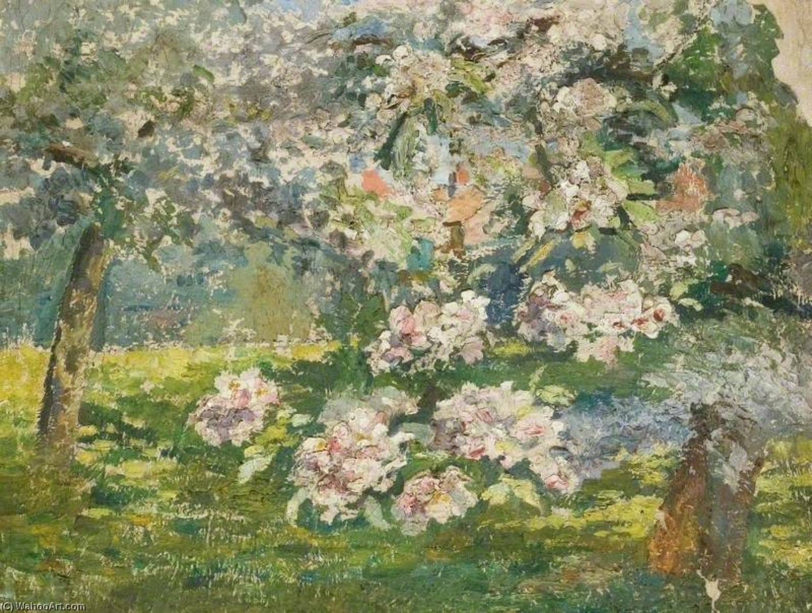 WikiOO.org - Encyclopedia of Fine Arts - Lukisan, Artwork Lucy Marguerite Frobisher - Apple Blossom in the Garden at Kingsley, Bushey