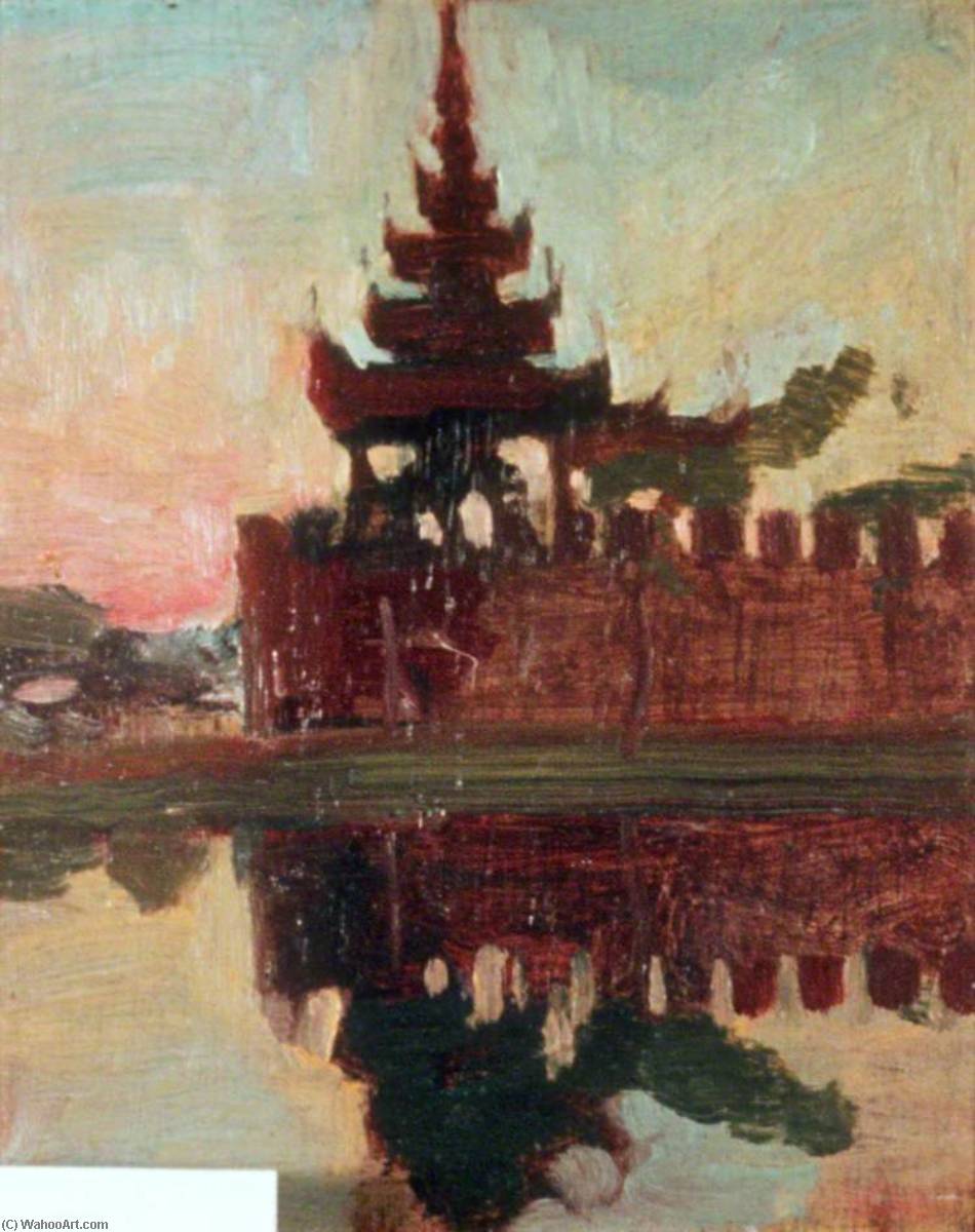Wikioo.org - Encyklopedia Sztuk Pięknych - Malarstwo, Grafika Gerald Festus Kelly - The Moat, Mandalay, South East Corner