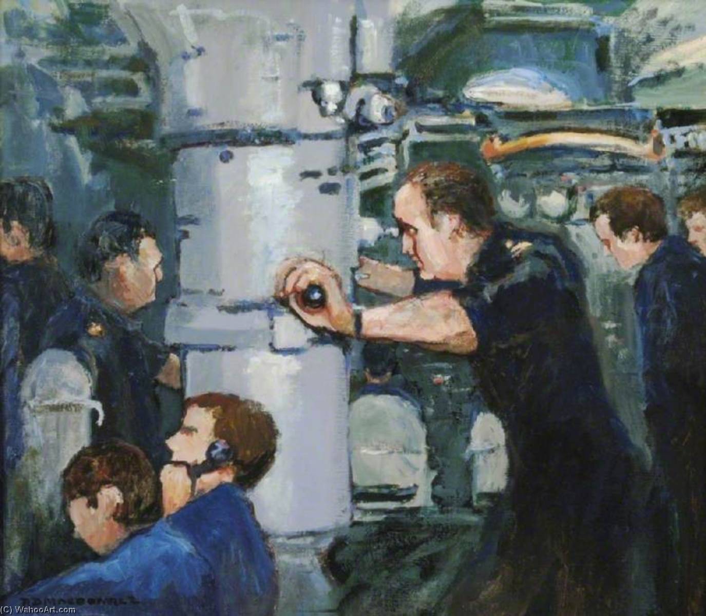 Wikioo.org - The Encyclopedia of Fine Arts - Painting, Artwork by Roderick Macdonald - Control Room of HMS 'Renown'