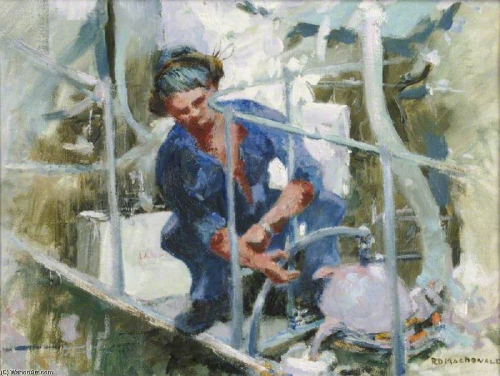 Wikioo.org - The Encyclopedia of Fine Arts - Painting, Artwork by Roderick Macdonald - Auxiliary Machinery Room, HMS 'Spartan'