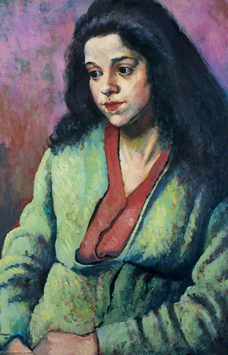 Wikioo.org - The Encyclopedia of Fine Arts - Painting, Artwork by Bernard Meninsky - Portrait of a Girl (The Artist's Sister)