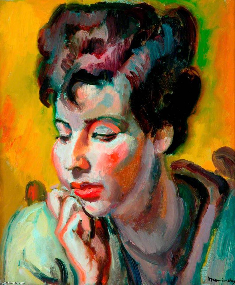 Wikioo.org - The Encyclopedia of Fine Arts - Painting, Artwork by Bernard Meninsky - Portrait of a Young Jewess