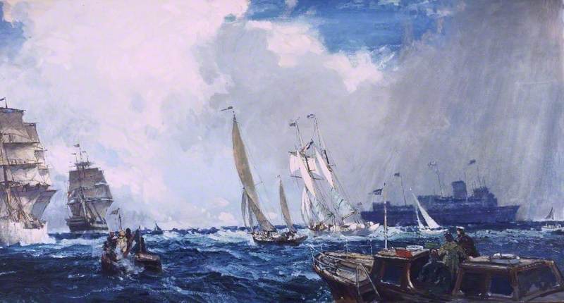 Wikioo.org - The Encyclopedia of Fine Arts - Painting, Artwork by Leslie Arthur Wilcox - Start of the Tall Ships Race, 11 August 1962