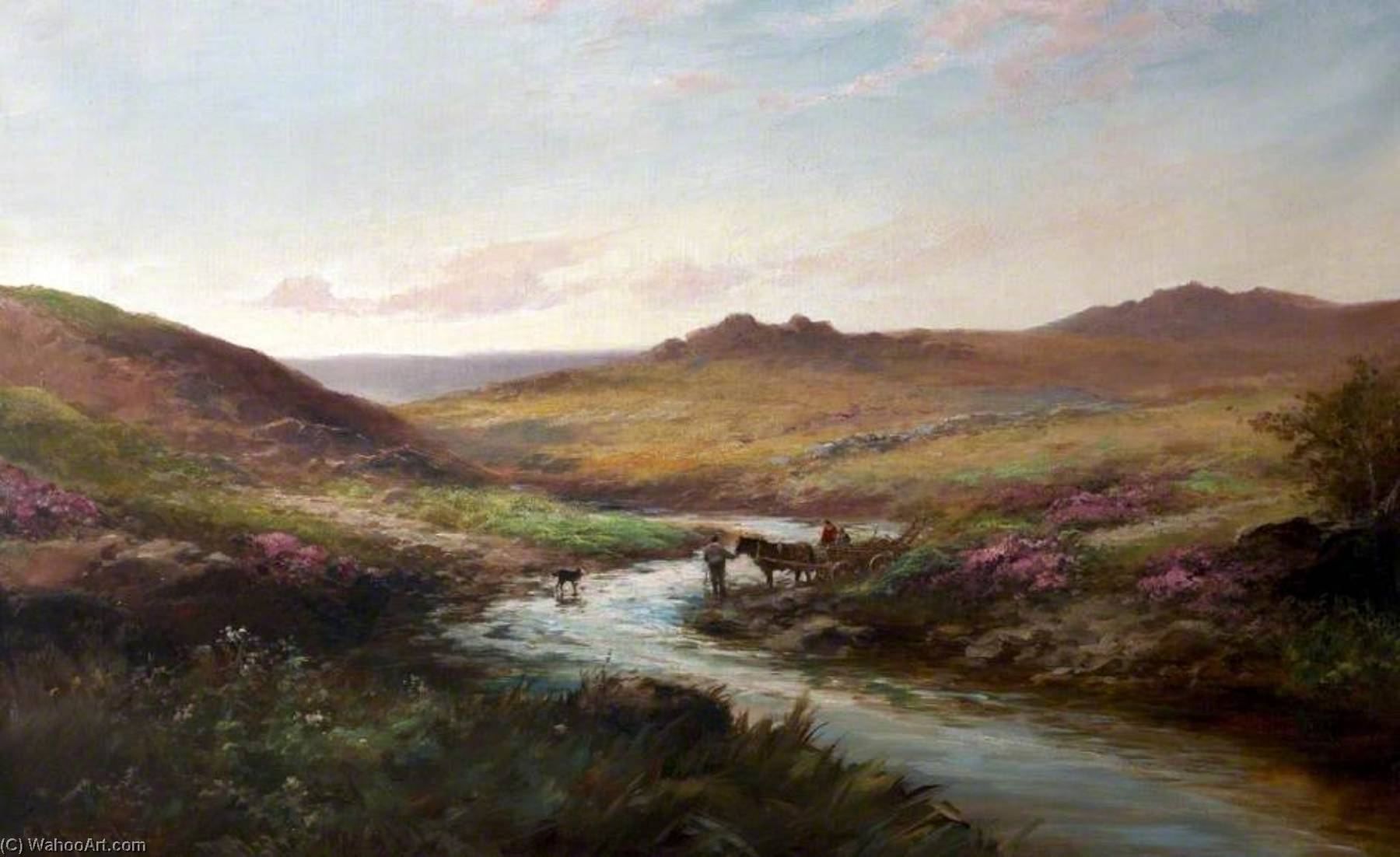 Wikioo.org - The Encyclopedia of Fine Arts - Painting, Artwork by George Henry Jenkins - Cart Travelling across Dartmoor, Devon