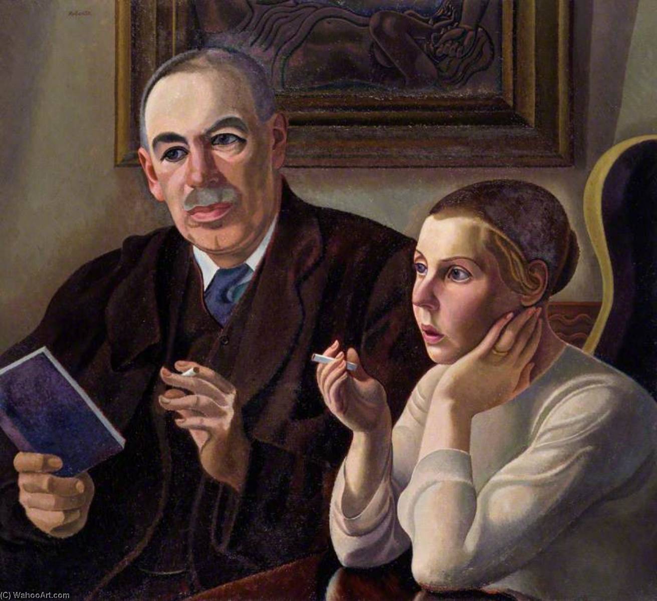 Wikioo.org - The Encyclopedia of Fine Arts - Painting, Artwork by William Patrick Roberts - John Maynard Keynes, Baron Keynes Lydia Lopokova