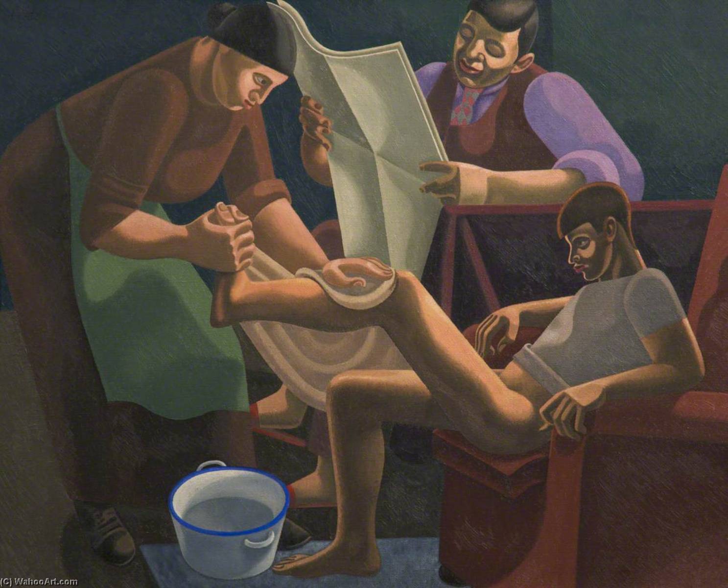 Wikioo.org - The Encyclopedia of Fine Arts - Painting, Artwork by William Patrick Roberts - Bath Time (The Miner's Toilet and Wash Night)