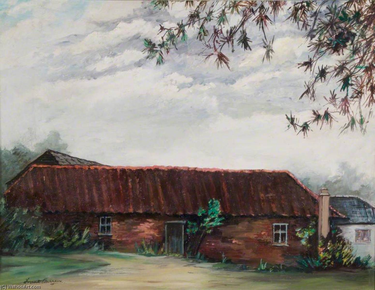Wikioo.org - The Encyclopedia of Fine Arts - Painting, Artwork by Frank Warren - Old Farm Buildings, Addington Village, Croydon, Surrey