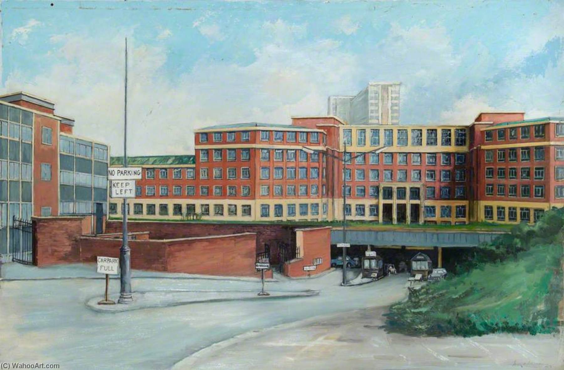 Wikioo.org - The Encyclopedia of Fine Arts - Painting, Artwork by Frank Warren - A Building and a Car Park
