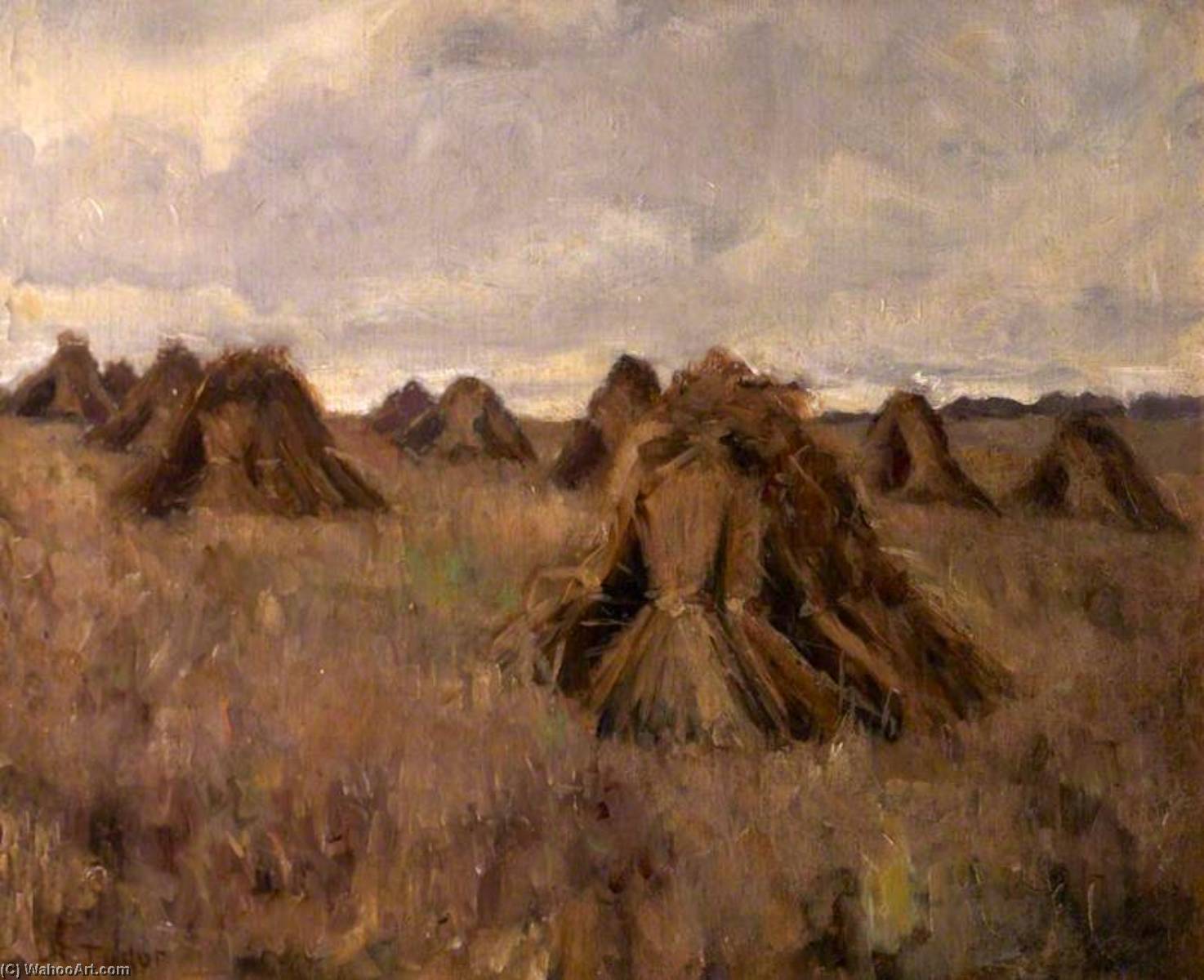 Wikioo.org - The Encyclopedia of Fine Arts - Painting, Artwork by Margaret L. R Tudor - Stooks in a Field