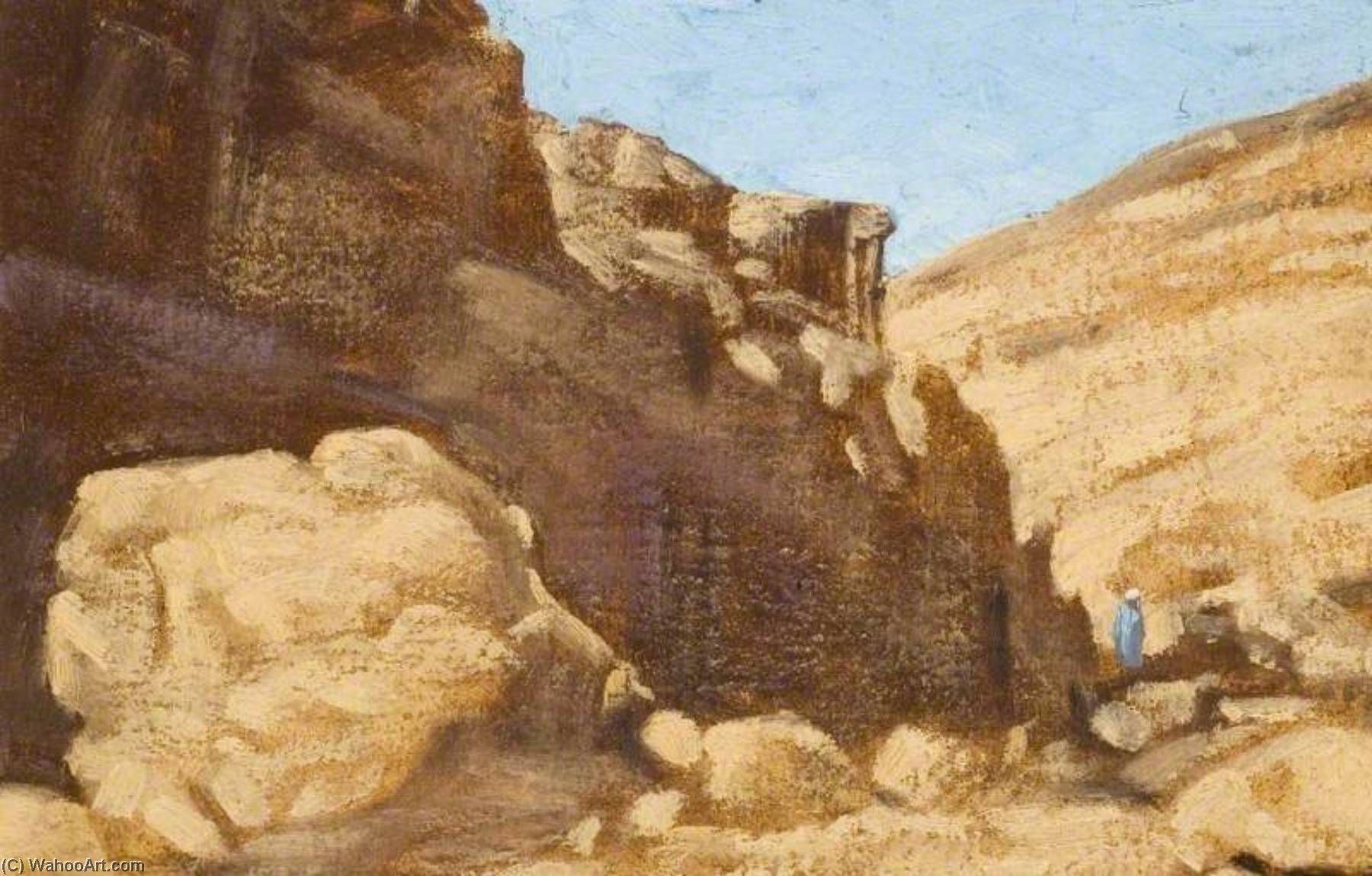 Wikioo.org - The Encyclopedia of Fine Arts - Painting, Artwork by Myrtle Broome - Valley with Rocks and a Distant Arab