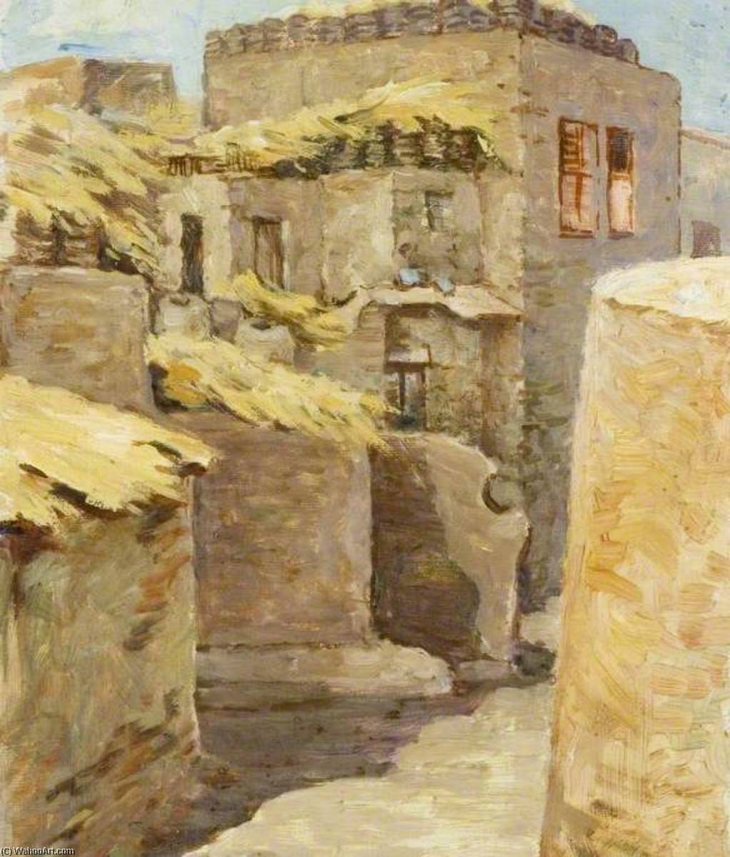 Wikioo.org - The Encyclopedia of Fine Arts - Painting, Artwork by Myrtle Broome - Arab Houses with Straw Roofs