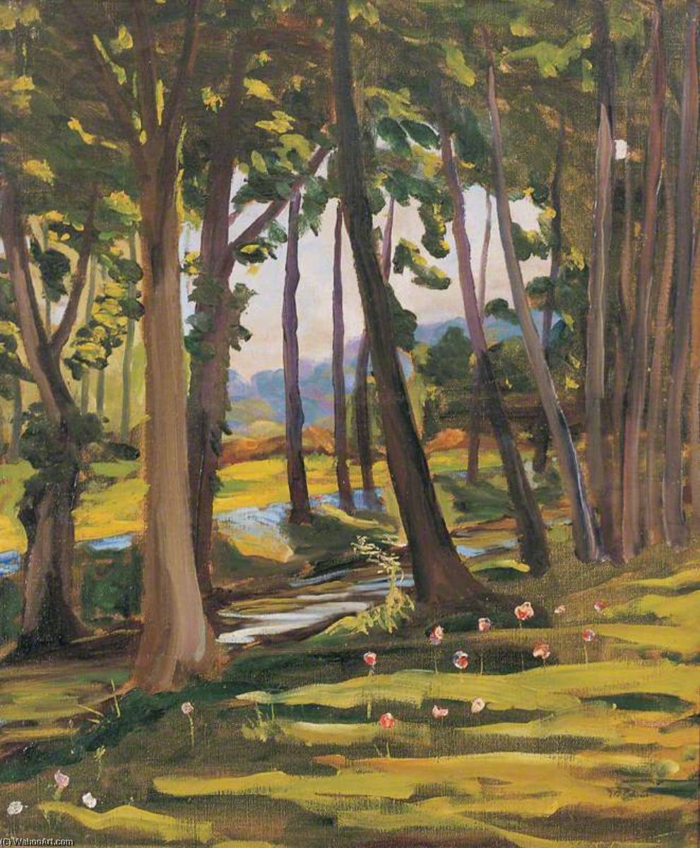 Wikioo.org - The Encyclopedia of Fine Arts - Painting, Artwork by Winston Spencer Churchill - Trees by a Stream in Norfolk