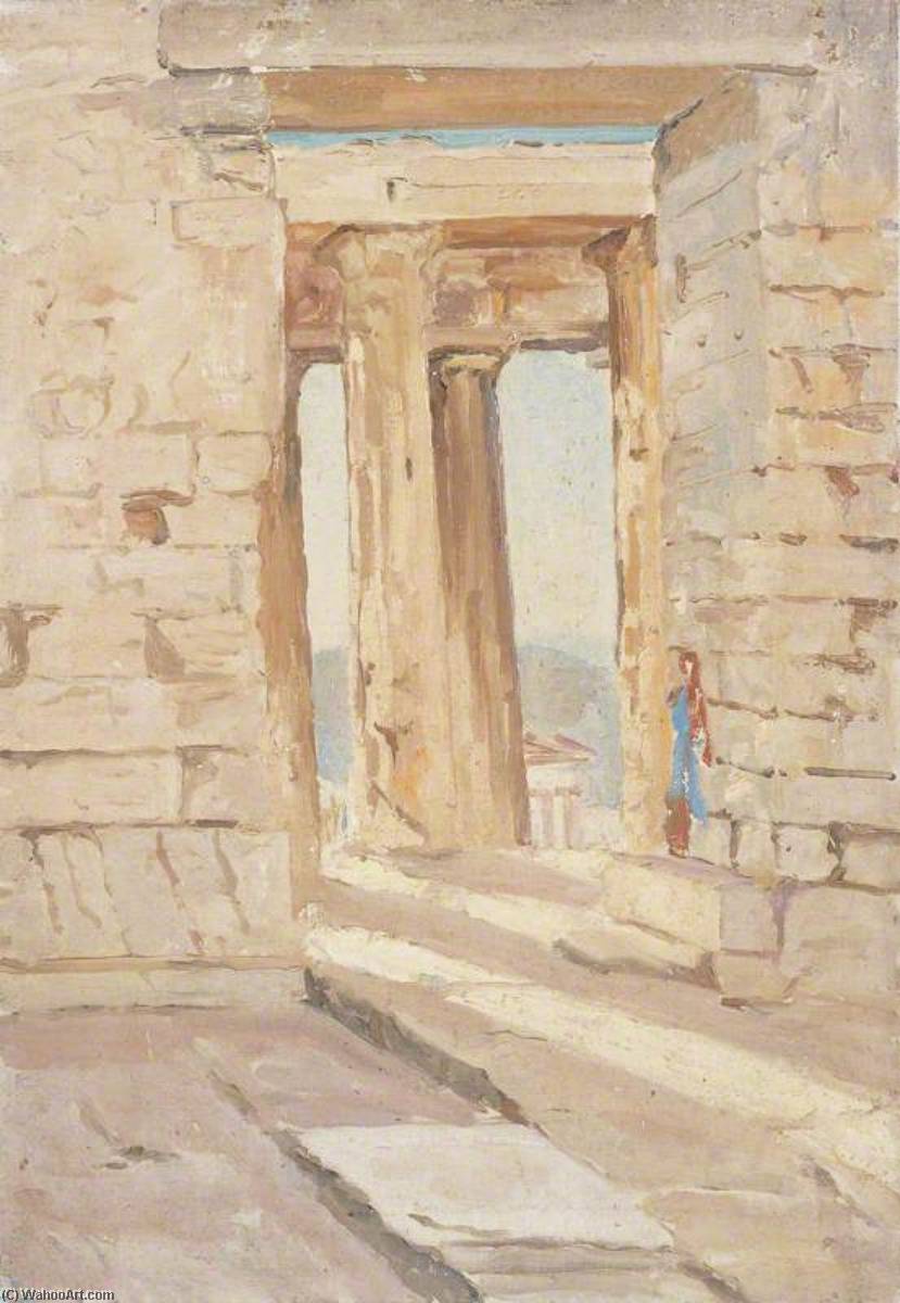 Wikioo.org - The Encyclopedia of Fine Arts - Painting, Artwork by Winston Spencer Churchill - Remains of a Doric Temple, Doorway and Columns