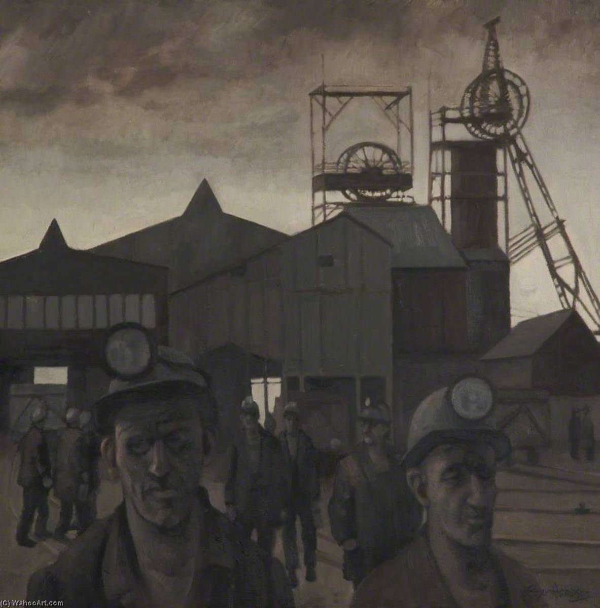 Wikioo.org - The Encyclopedia of Fine Arts - Painting, Artwork by Roger Hampson - Bedford Colliery, Leigh