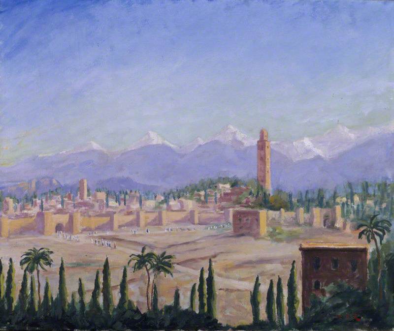 Wikioo.org - The Encyclopedia of Fine Arts - Painting, Artwork by Winston Spencer Churchill - A View of Marrakech and the Atlas Mountains (III)