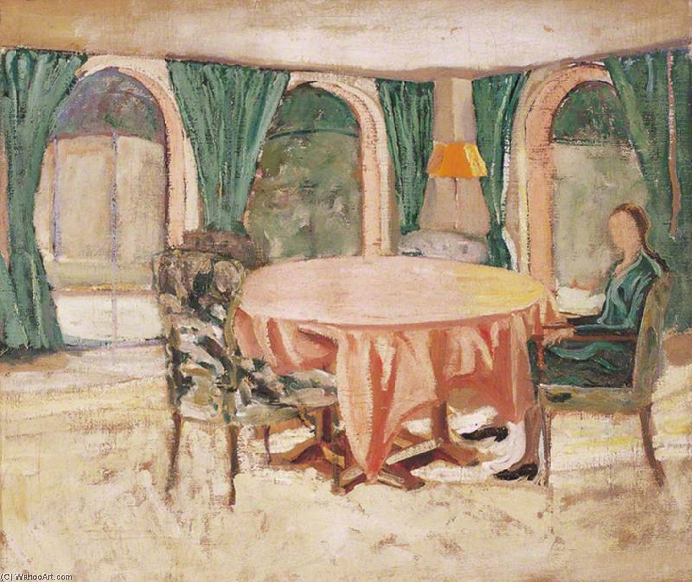 Wikioo.org - The Encyclopedia of Fine Arts - Painting, Artwork by Winston Spencer Churchill - The Dining Room at Chartwell with Diana Churchill (1909–1963), Later Lady Duncan Sandys