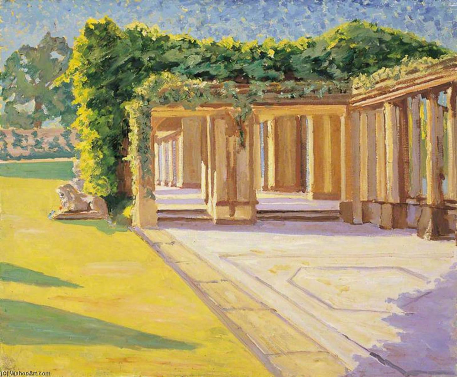Wikioo.org - The Encyclopedia of Fine Arts - Painting, Artwork by Winston Spencer Churchill - The Colonnaded Terrace at Hever Castle, Kent