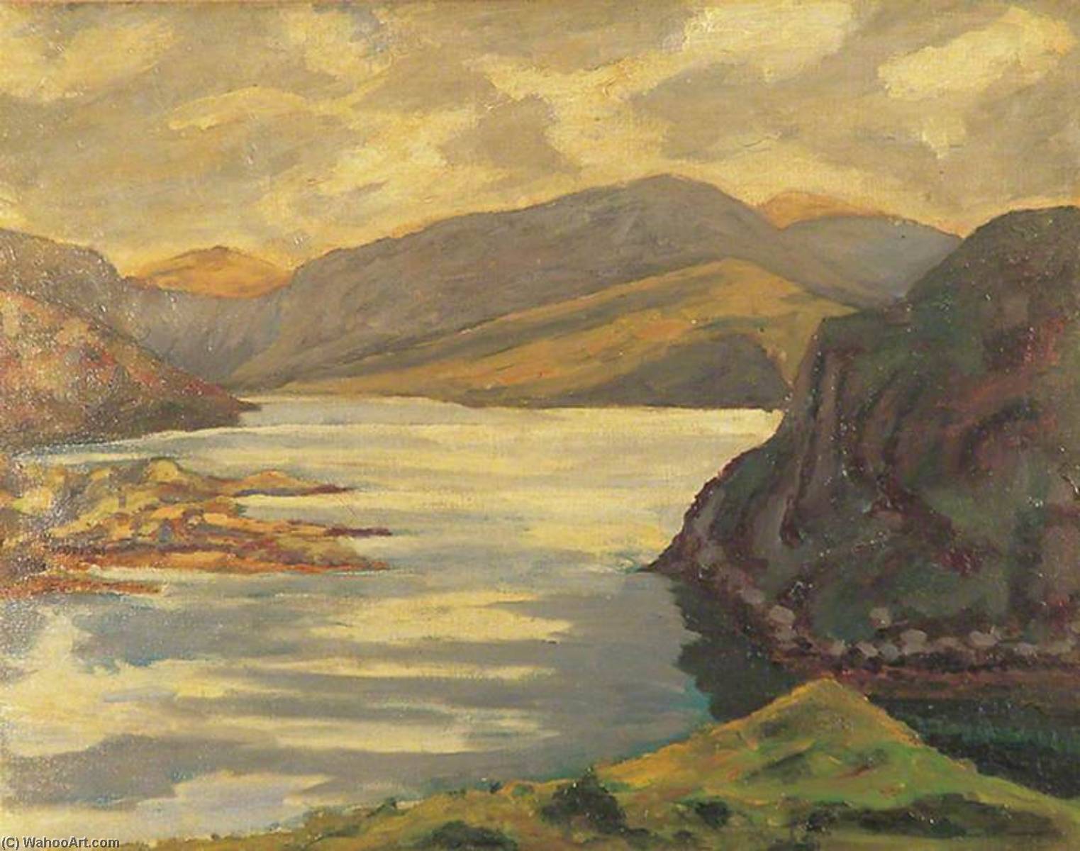 Wikioo.org - The Encyclopedia of Fine Arts - Painting, Artwork by Winston Spencer Churchill - A Loch on the Duke of Sutherland's Estate