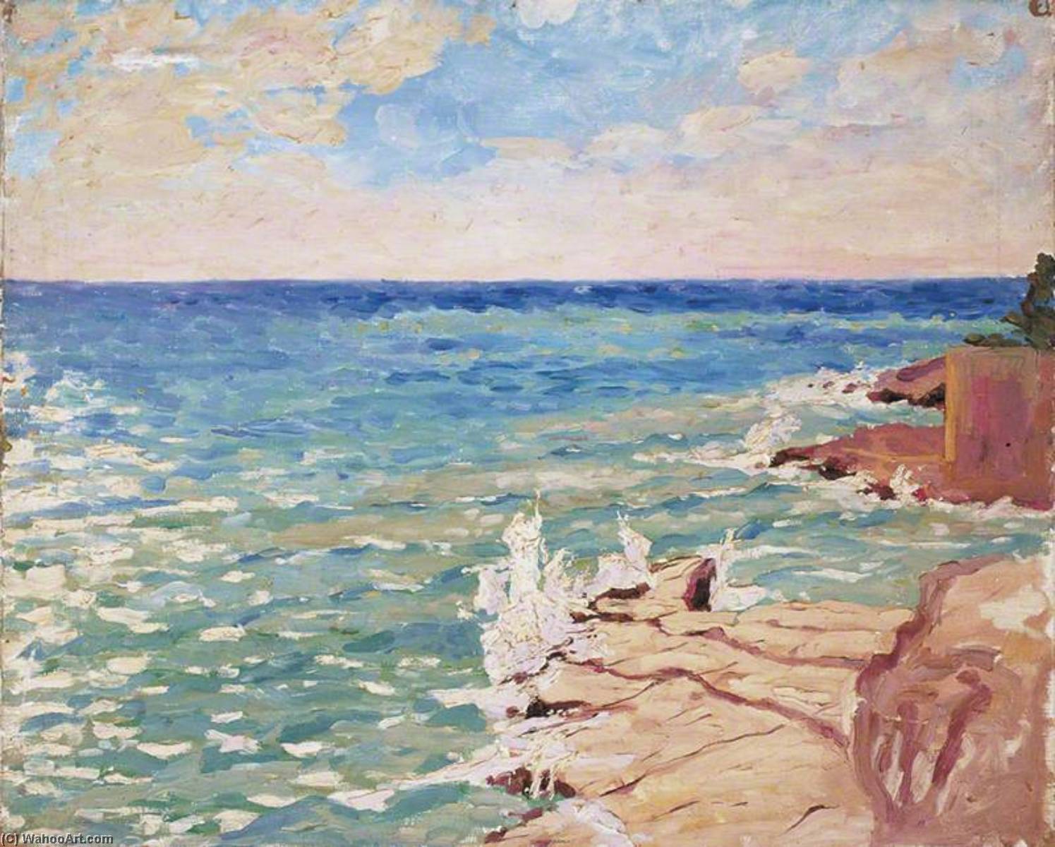 Wikioo.org - The Encyclopedia of Fine Arts - Painting, Artwork by Winston Spencer Churchill - Coast Scene near Cannes