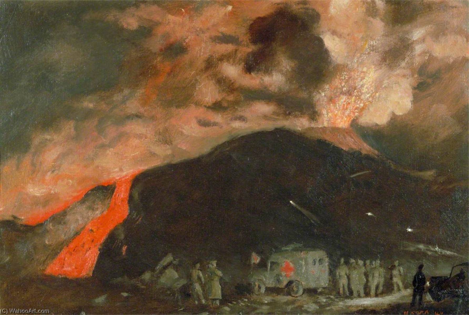 Wikioo.org - The Encyclopedia of Fine Arts - Painting, Artwork by Henry Marvell Carr - Vesuvius in Eruption, March 1944