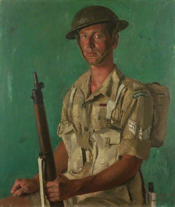 Wikioo.org - The Encyclopedia of Fine Arts - Painting, Artwork by Henry Marvell Carr - Sergeant J. P. Kenneally, VC, First Battalion, Irish Guards