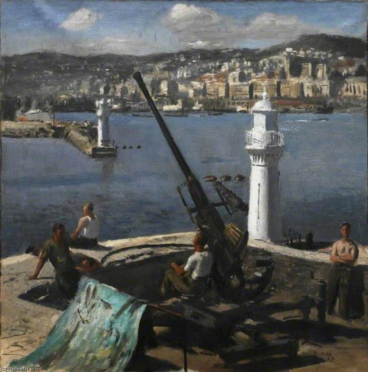 Wikioo.org - The Encyclopedia of Fine Arts - Painting, Artwork by Henry Marvell Carr - A Bofors Gun, Algiers
