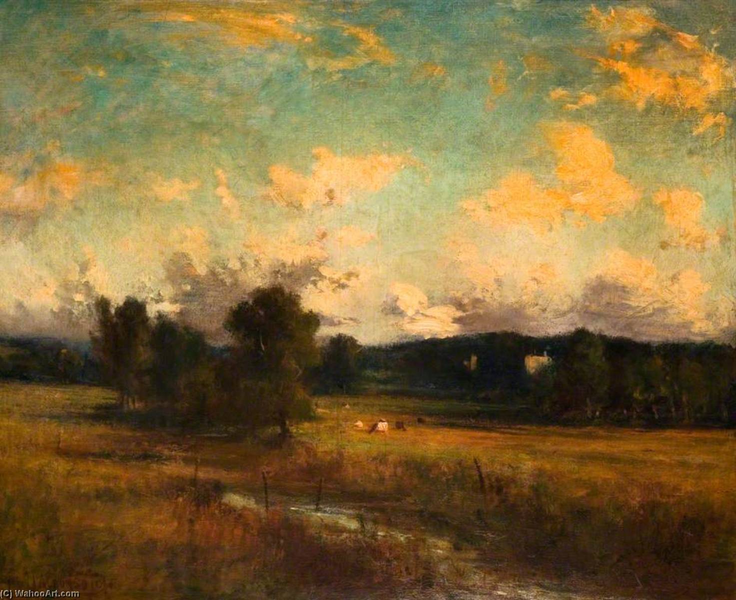 Wikioo.org - The Encyclopedia of Fine Arts - Painting, Artwork by Joseph Alfonso Toft - Cattle in Landscape, Trentham, Stoke on Trent