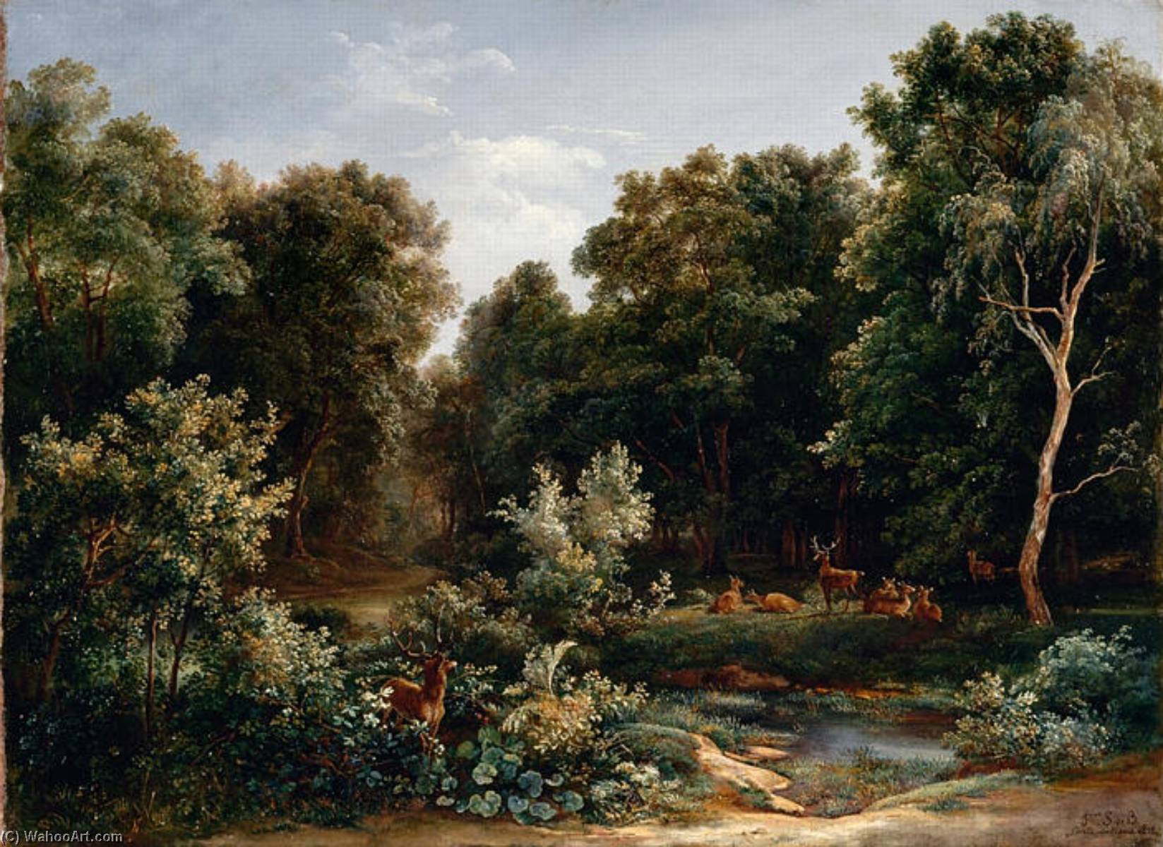 Wikioo.org - The Encyclopedia of Fine Arts - Painting, Artwork by Sarazin De Belmont Louise Joséphine - Intérieur de la forêt de Fontainebleau
