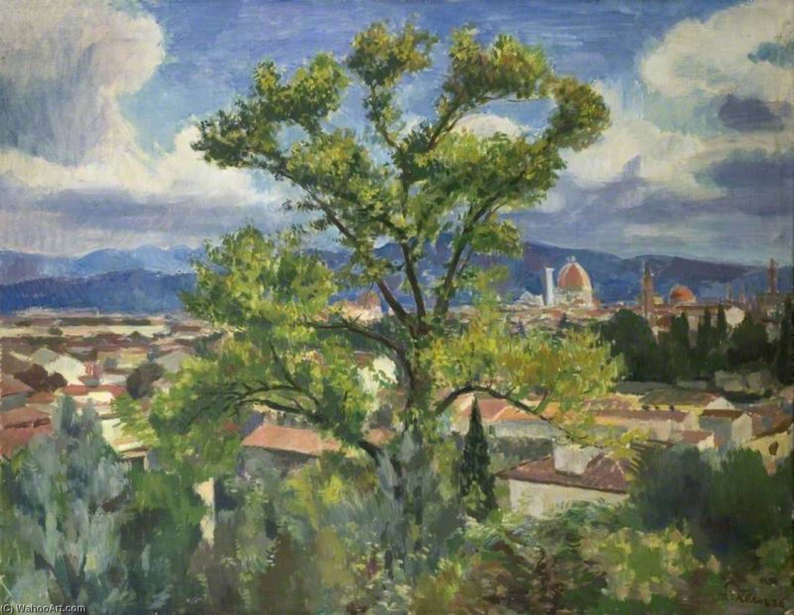 Wikioo.org - The Encyclopedia of Fine Arts - Painting, Artwork by Theodor Kern - Florentine Landscape