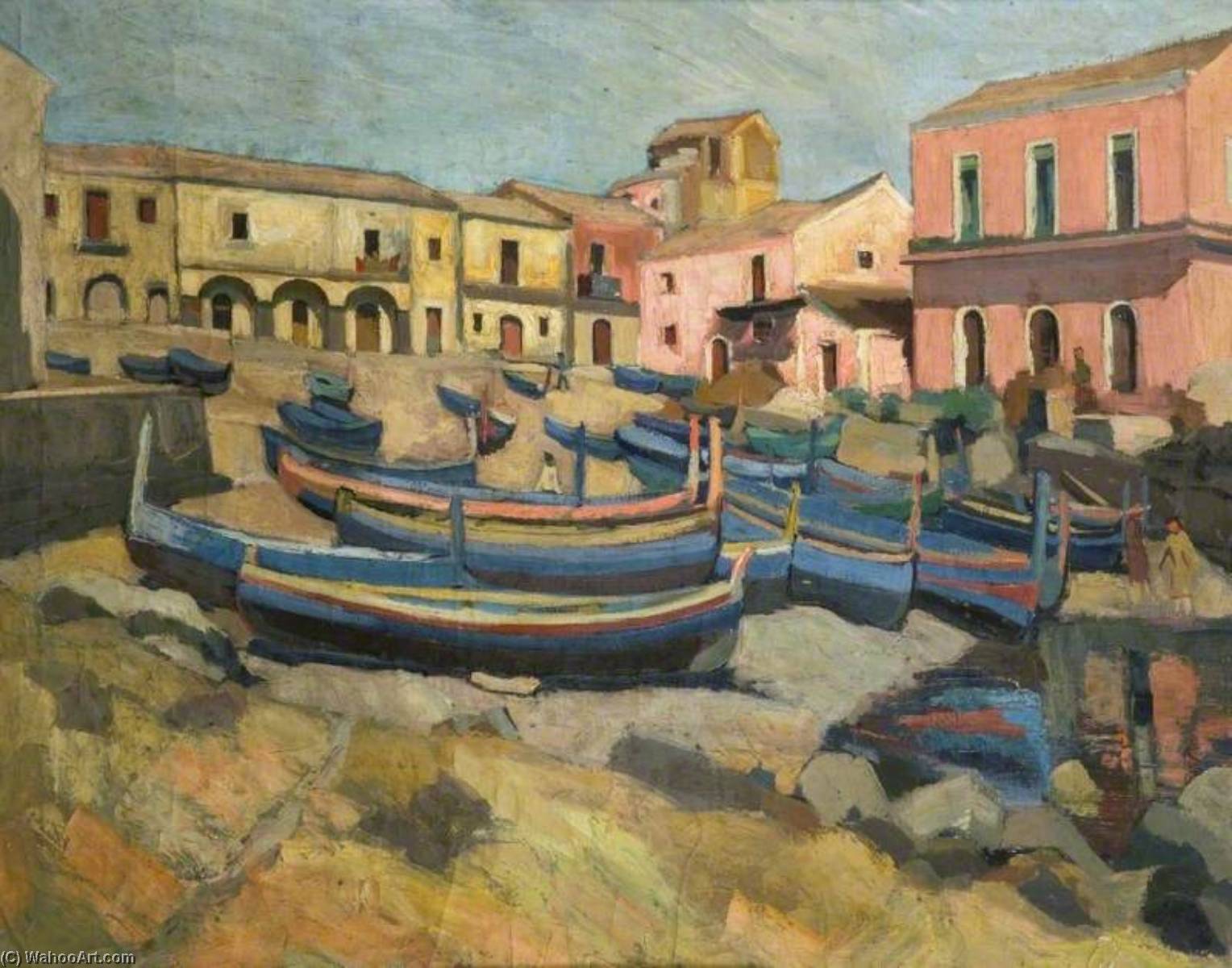 Wikioo.org - The Encyclopedia of Fine Arts - Painting, Artwork by Theodor Kern - Sicilian Harbour