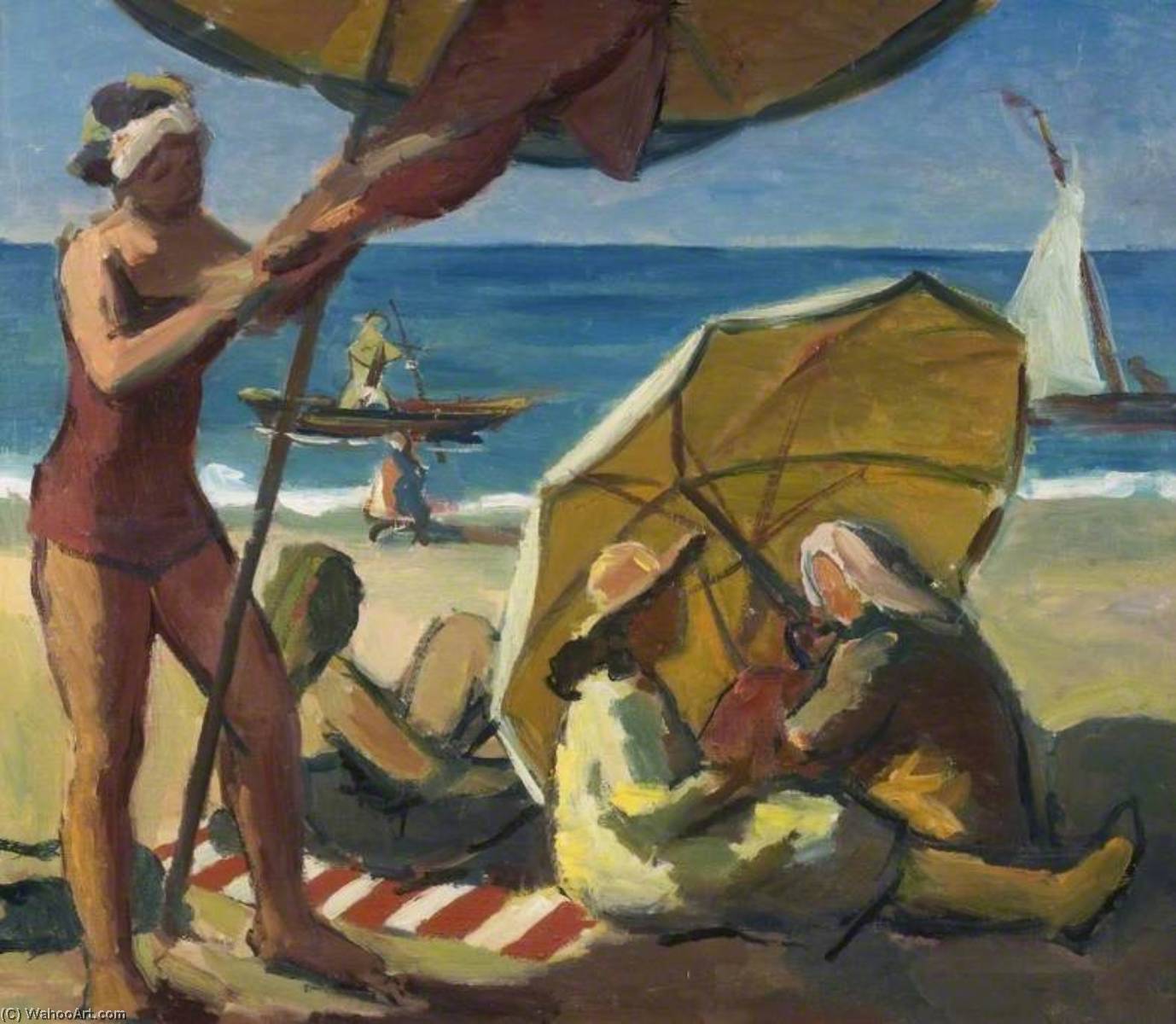 Wikioo.org - The Encyclopedia of Fine Arts - Painting, Artwork by Theodor Kern - Beach Scene, Italy
