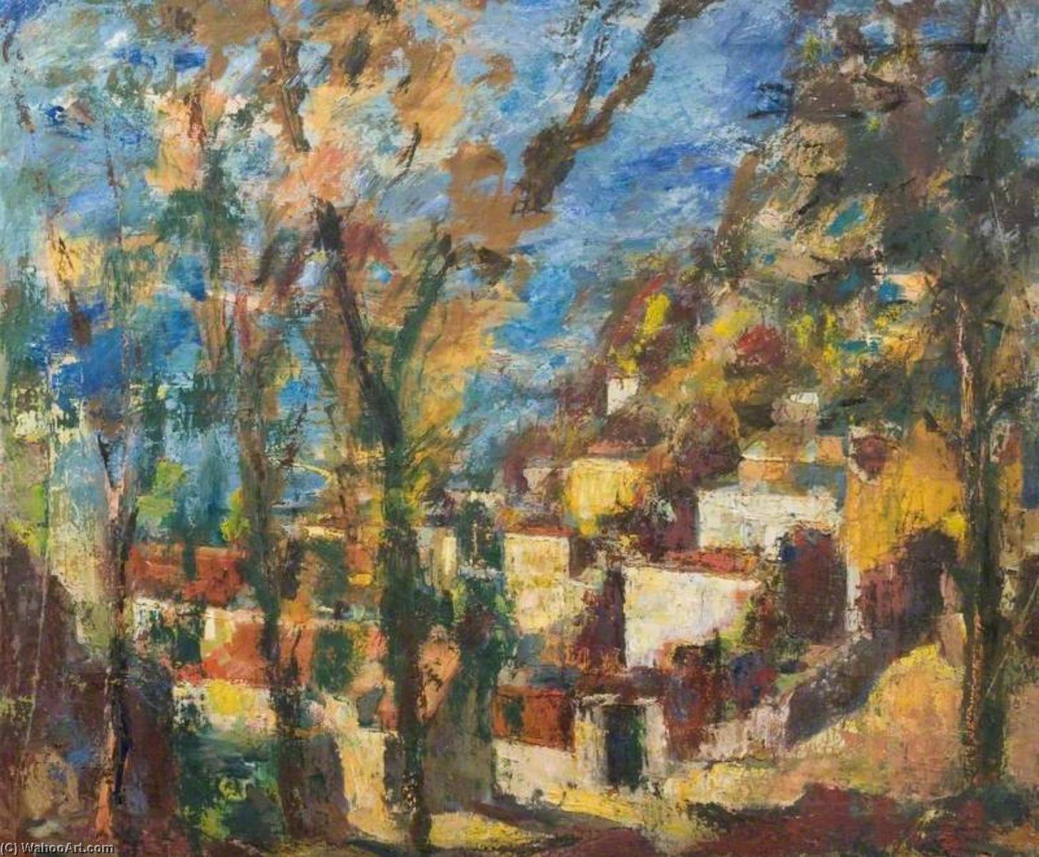 Wikioo.org - The Encyclopedia of Fine Arts - Painting, Artwork by Theodor Kern - Houses on a Hillside