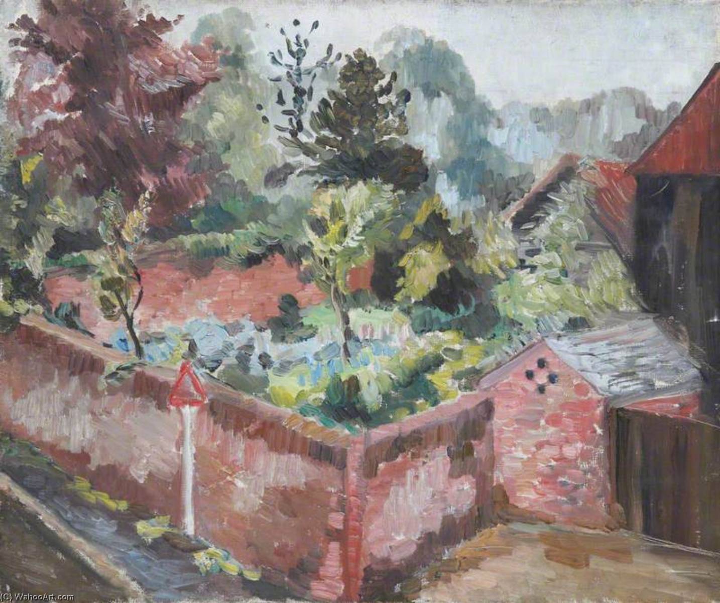 Wikioo.org - The Encyclopedia of Fine Arts - Painting, Artwork by Alan Francis Clutton Brock - A Kitchen Garden beside a Road