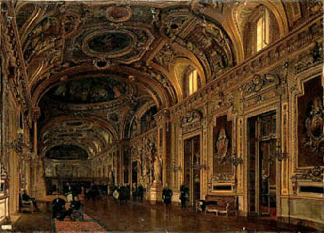 Wikioo.org - The Encyclopedia of Fine Arts - Painting, Artwork by Navlet Victor - La Salle des Pas Perdus au Sénat