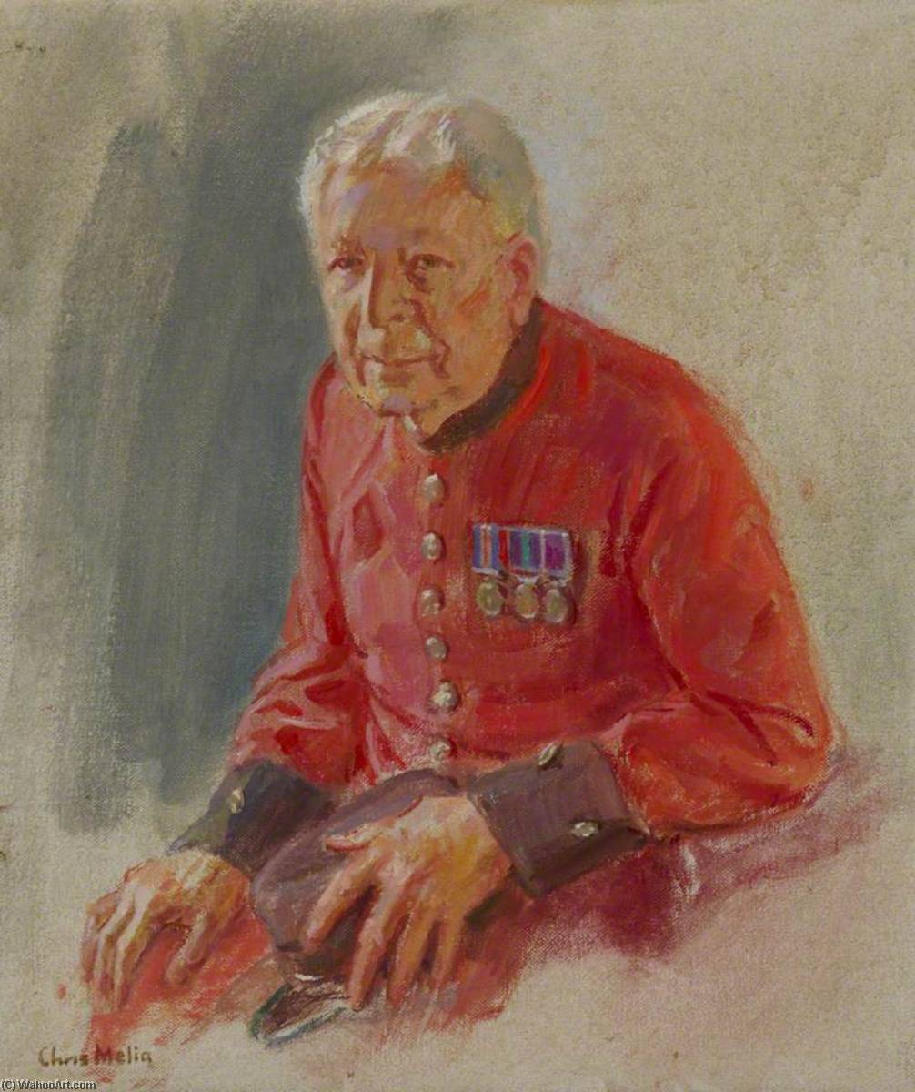 Wikioo.org - The Encyclopedia of Fine Arts - Painting, Artwork by June Mendoza - Chelsea Pensioners Chris Melia, Royal Artillery