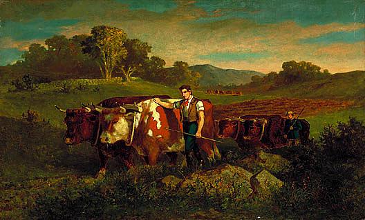 Wikioo.org - The Encyclopedia of Fine Arts - Painting, Artwork by Edward Mitchell Bannister - Herdsmen with Cows, (painting)