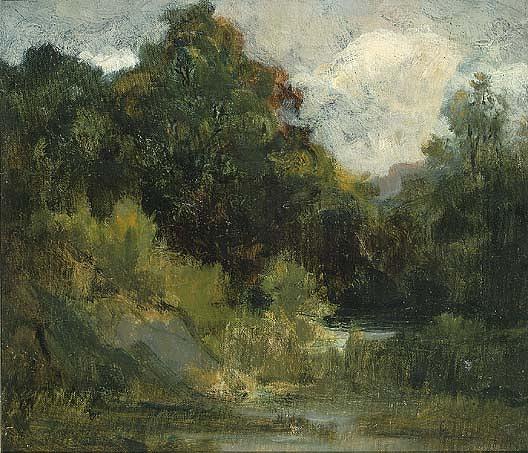 Wikioo.org - The Encyclopedia of Fine Arts - Painting, Artwork by Edward Mitchell Bannister - Landscape (trees), (painting)