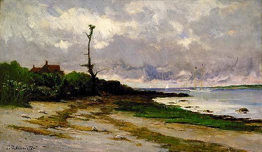 Wikioo.org - The Encyclopedia of Fine Arts - Painting, Artwork by Edward Mitchell Bannister - Landscape near Newport, R. I., (painting)