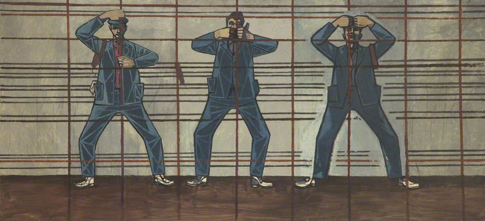 Wikioo.org - The Encyclopedia of Fine Arts - Painting, Artwork by Cliff Rowe - Three Men Building Frame