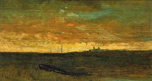 Wikioo.org - The Encyclopedia of Fine Arts - Painting, Artwork by Edward Mitchell Bannister - Sunset Scene, (painting)