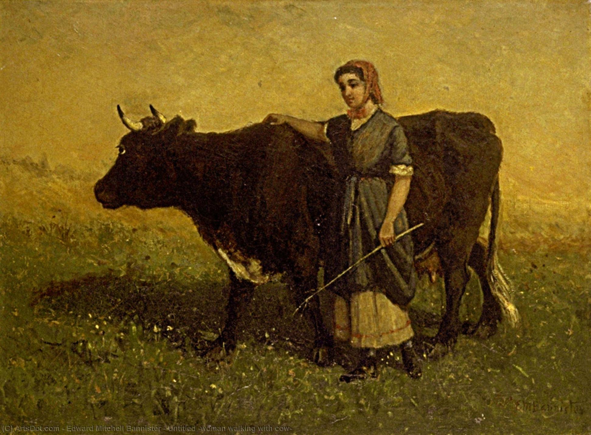 Wikioo.org – La Enciclopedia de las Bellas Artes - Pintura, Obras de arte de Edward Mitchell Bannister - Sin título mujer  caminar  enestado  Vaca