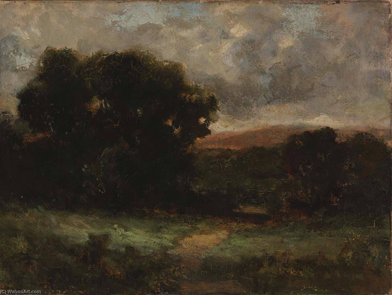 Wikioo.org - The Encyclopedia of Fine Arts - Painting, Artwork by Edward Mitchell Bannister - Untitled (landscape with meadow and trees)